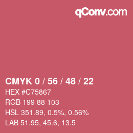 カラーコード: CMYK 0 / 56 / 48 / 22 | qconv.com