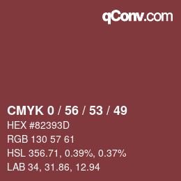 カラーコード: CMYK 0 / 56 / 53 / 49 | qconv.com