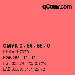 Farbcode: CMYK 0 / 56 / 55 / 0 | qconv.com