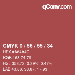 Farbcode: CMYK 0 / 56 / 55 / 34 | qconv.com
