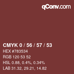 カラーコード: CMYK 0 / 56 / 57 / 53 | qconv.com