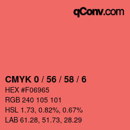 Code couleur: CMYK 0 / 56 / 58 / 6 | qconv.com
