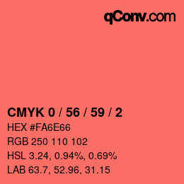 Farbcode: CMYK 0 / 56 / 59 / 2 | qconv.com