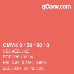 カラーコード: CMYK 0 / 56 / 60 / 8 | qconv.com