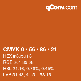 カラーコード: CMYK 0 / 56 / 86 / 21 | qconv.com