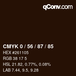 カラーコード: CMYK 0 / 56 / 87 / 85 | qconv.com