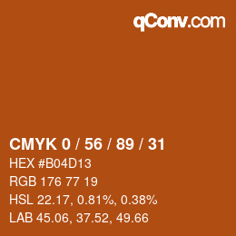 颜色代码: CMYK 0 / 56 / 89 / 31 | qconv.com