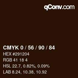 カラーコード: CMYK 0 / 56 / 90 / 84 | qconv.com