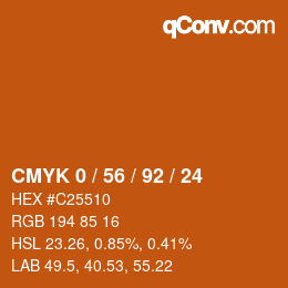 カラーコード: CMYK 0 / 56 / 92 / 24 | qconv.com