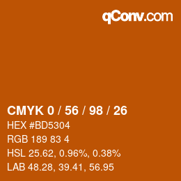 Color code: CMYK 0 / 56 / 98 / 26 | qconv.com