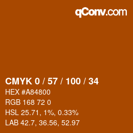 颜色代码: CMYK 0 / 57 / 100 / 34 | qconv.com
