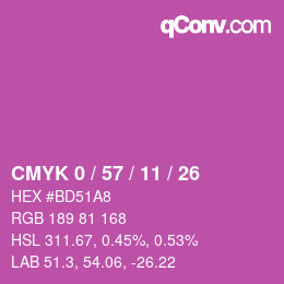Color code: CMYK 0 / 57 / 11 / 26 | qconv.com