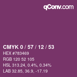 Color code: CMYK 0 / 57 / 12 / 53 | qconv.com