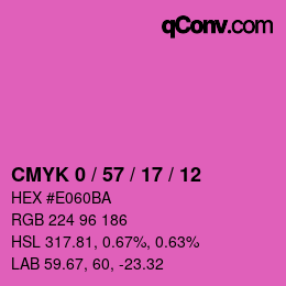 カラーコード: CMYK 0 / 57 / 17 / 12 | qconv.com