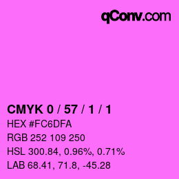 カラーコード: CMYK 0 / 57 / 1 / 1 | qconv.com