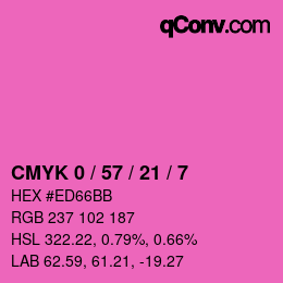 Farbcode: CMYK 0 / 57 / 21 / 7 | qconv.com