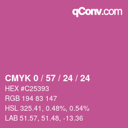 カラーコード: CMYK 0 / 57 / 24 / 24 | qconv.com