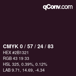 カラーコード: CMYK 0 / 57 / 24 / 83 | qconv.com