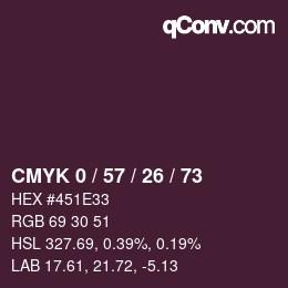 Farbcode: CMYK 0 / 57 / 26 / 73 | qconv.com