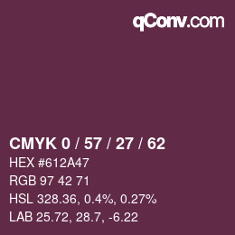 カラーコード: CMYK 0 / 57 / 27 / 62 | qconv.com