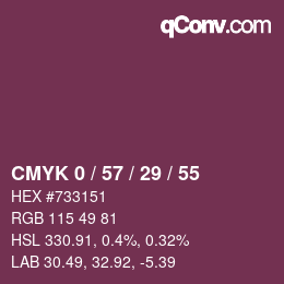 Color code: CMYK 0 / 57 / 29 / 55 | qconv.com
