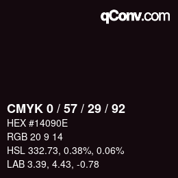 Farbcode: CMYK 0 / 57 / 29 / 92 | qconv.com