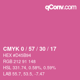 カラーコード: CMYK 0 / 57 / 30 / 17 | qconv.com