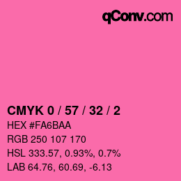 カラーコード: CMYK 0 / 57 / 32 / 2 | qconv.com