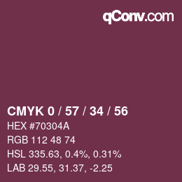 Farbcode: CMYK 0 / 57 / 34 / 56 | qconv.com