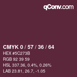 Code couleur: CMYK 0 / 57 / 36 / 64 | qconv.com