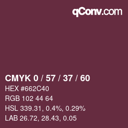 カラーコード: CMYK 0 / 57 / 37 / 60 | qconv.com