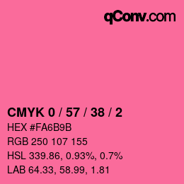 カラーコード: CMYK 0 / 57 / 38 / 2 | qconv.com