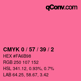 カラーコード: CMYK 0 / 57 / 39 / 2 | qconv.com