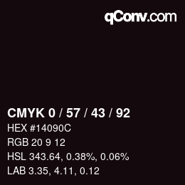颜色代码: CMYK 0 / 57 / 43 / 92 | qconv.com
