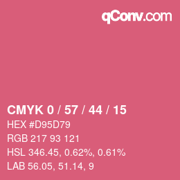 カラーコード: CMYK 0 / 57 / 44 / 15 | qconv.com