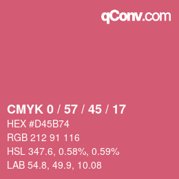 カラーコード: CMYK 0 / 57 / 45 / 17 | qconv.com