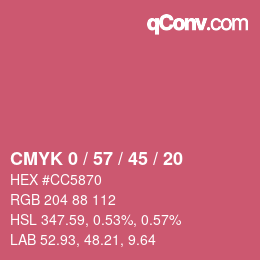 カラーコード: CMYK 0 / 57 / 45 / 20 | qconv.com