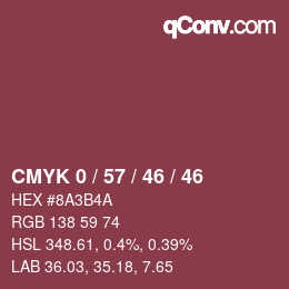 Farbcode: CMYK 0 / 57 / 46 / 46 | qconv.com