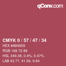 Color code: CMYK 0 / 57 / 47 / 34 | qconv.com