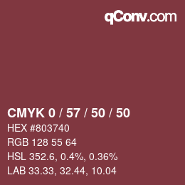 颜色代码: CMYK 0 / 57 / 50 / 50 | qconv.com