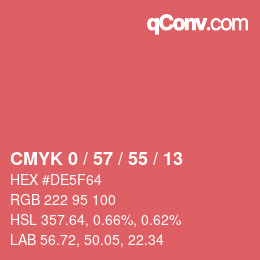 カラーコード: CMYK 0 / 57 / 55 / 13 | qconv.com