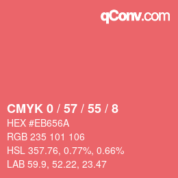カラーコード: CMYK 0 / 57 / 55 / 8 | qconv.com