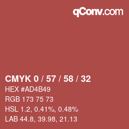 Farbcode: CMYK 0 / 57 / 58 / 32 | qconv.com