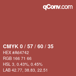 カラーコード: CMYK 0 / 57 / 60 / 35 | qconv.com