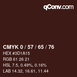 Color code: CMYK 0 / 57 / 65 / 76 | qconv.com
