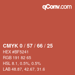 颜色代码: CMYK 0 / 57 / 66 / 25 | qconv.com