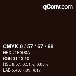 カラーコード: CMYK 0 / 57 / 67 / 88 | qconv.com