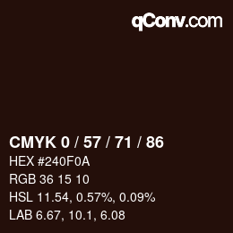 カラーコード: CMYK 0 / 57 / 71 / 86 | qconv.com