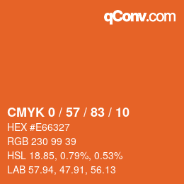 Code couleur: CMYK 0 / 57 / 83 / 10 | qconv.com