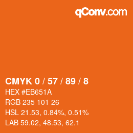 颜色代码: CMYK 0 / 57 / 89 / 8 | qconv.com